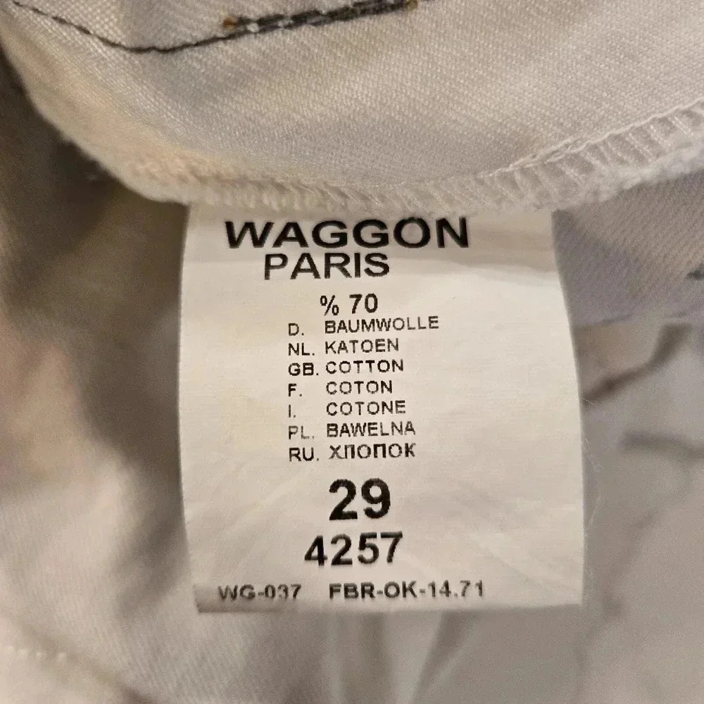 Waggon Paris Abstract Art Low Rise Stretch Straight Leg Jeans Blue Size 29 - Picture 11 of 12